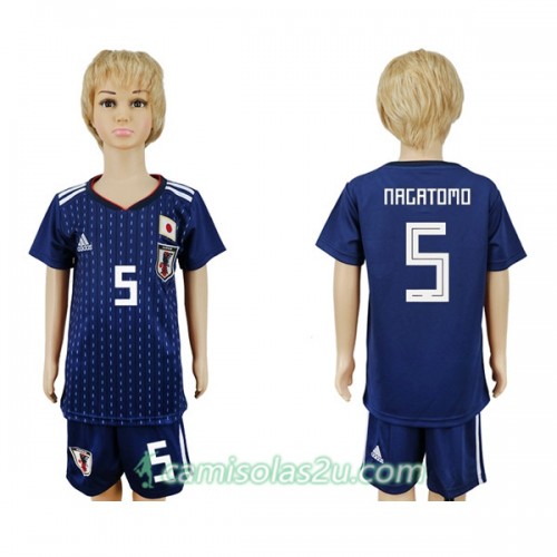 Camisolas de Futebol Japão Nagatomo 5 Criança Equipamento Principal Copa do Mundo 2018 Manga Curta Camisolas de Futebol Japão Nagatomo 5 Criança Equipamento Principal Copa do Mundo 2018 Manga Curta